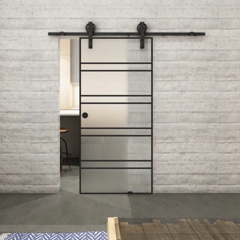 Glasschiebetür BARN-LINE Loft Schwarzlack 16 Blickdicht Glasschiebetür BARN-LINE Loft Schwarzlack 16 Blickdicht