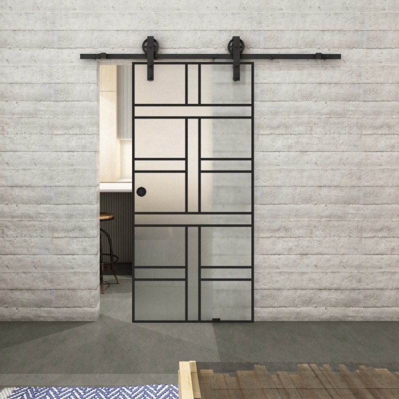 Glasschiebetür BARN-LINE Loft Schwarzlack 13 Blickdicht
