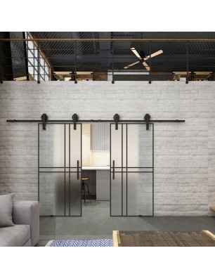 Glasschiebetür BARN-LINE Loft Schwarzlack 21 | Glastuershop24