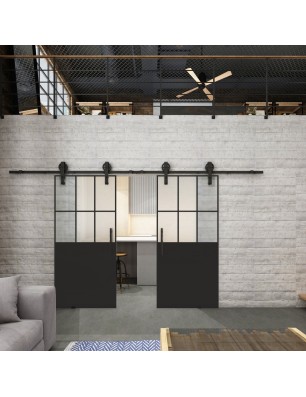 Glasschiebetür BARN-LINE Loft Schwarzlack 28 | Glastuershop24