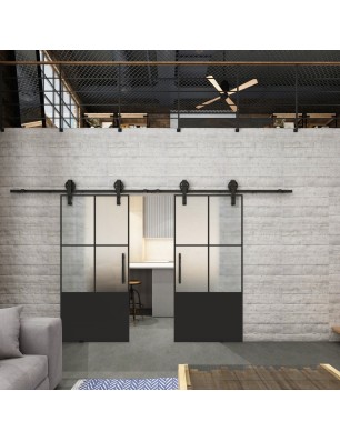 Glasschiebetür BARN-LINE Loft Schwarzlack 36 | Glastuershop24