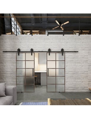 Glasschiebetür BARN-LINE Loft Rosteisen | Glastuershop24