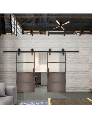 Glasschiebetür BARN-LINE Loft Rosteisen | Glastuershop24