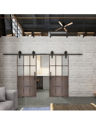 Glasschiebetür BARN-LINE Loft Rosteisen | Glastuershop24