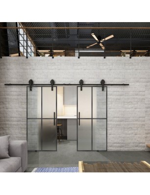 Glasschiebetür BARN-LINE Loft Schwarzeisen | Glastuershop24
