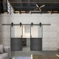 Glasschiebetür BARN-LINE Loft Schwarzeisen Genietet 16 Blickdicht Glasschiebetür BARN-LINE Loft Schwarzeisen Genietet 16 Blickdicht