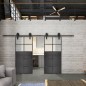 Glasschiebetür BARN-LINE Loft Schwarzeisen Genietet 17 Blickdicht Glasschiebetür BARN-LINE Loft Schwarzeisen Genietet 17 Blickdicht