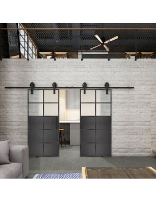 Glasschiebetür BARN-LINE Loft Schwarzeisen | Glastuershop24
