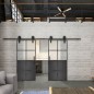 Glasschiebetür BARN-LINE Loft Schwarzeisen Genietet 18 Blickdicht Glasschiebetür BARN-LINE Loft Schwarzeisen Genietet 18 Blickdicht
