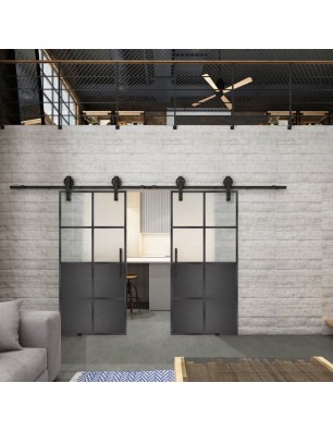 Glasschiebetür BARN-LINE Loft Schwarzeisen | Glastuershop24