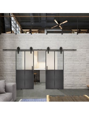 Glasschiebetür BARN-LINE Loft Schwarzeisen | Glastuershop24