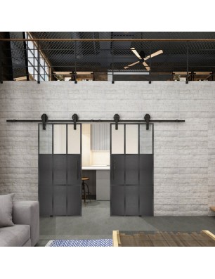 Glasschiebetür BARN-LINE Loft Schwarzeisen | Glastuershop24