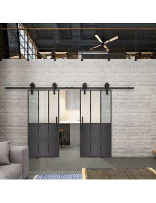 Glasschiebetür BARN-LINE Loft Schwarzeisen | Glastuershop24