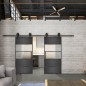 Glasschiebetür BARN-LINE Loft Schwarzeisen Genietet 25 Blickdicht Glasschiebetür BARN-LINE Loft Schwarzeisen Genietet 25 Blickdicht