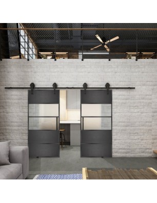 Glasschiebetür BARN-LINE Loft Schwarzeisen | Glastuershop24