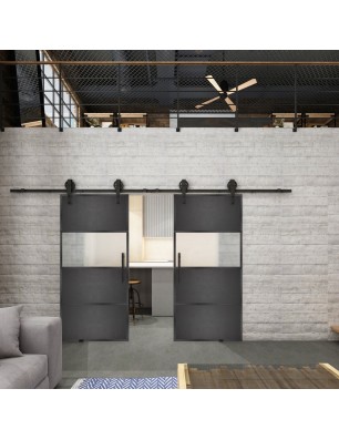 Glasschiebetür BARN-LINE Loft Schwarzeisen | Glastuershop24