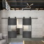 Glasschiebetür BARN-LINE Loft Schwarzeisen Genietet 27 Blickdicht Glasschiebetür BARN-LINE Loft Schwarzeisen Genietet 27 Blickdicht
