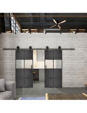 Glasschiebetür BARN-LINE Loft Schwarzeisen | Glastuershop24