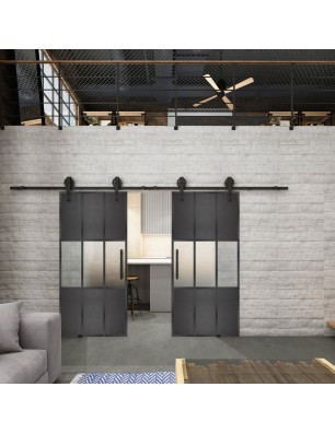 Glasschiebetür BARN-LINE Loft Schwarzeisen | Glastuershop24