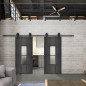 Glasschiebetür BARN-LINE Loft Schwarzeisen Genietet 35 Blickdicht Glasschiebetür BARN-LINE Loft Schwarzeisen Genietet 35 Blickdicht