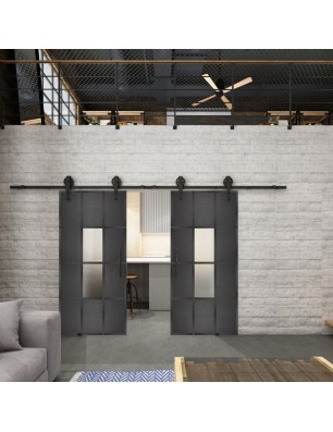 Glasschiebetür BARN-LINE Loft Schwarzeisen | Glastuershop24