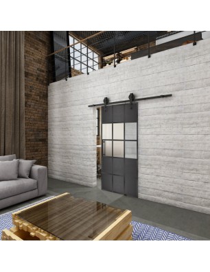 Glasschiebetür BARN-LINE Loft Schwarzeisen | Glastuershop24