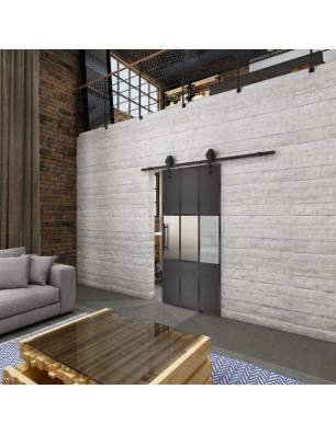 Glasschiebetür BARN-LINE Loft Schwarzeisen | Glastuershop24