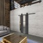 Glasschiebetür BARN-LINE Loft Schwarzeisen Genietet 36 Blickdicht Glasschiebetür BARN-LINE Loft Schwarzeisen Genietet 36 Blickdicht