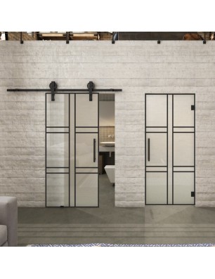Glasschiebetür BARN-LINE Loft Schwarzlack 14 | Glastuershop24