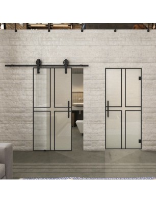 Glasschiebetür BARN-LINE Loft Schwarzlack 15 | Glastuershop24