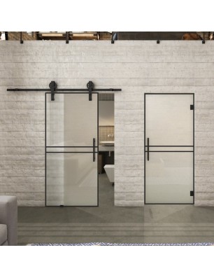 Glasschiebetür BARN-LINE Loft Schwarzlack 18 | Glastuershop24