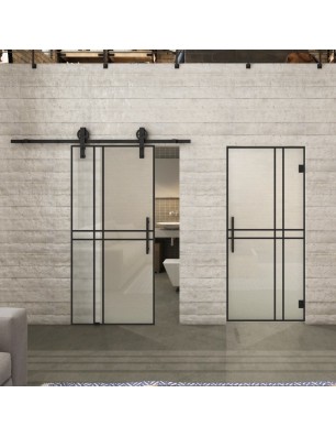 Glasschiebetür BARN-LINE Loft Schwarzlack 21 | Glastuershop24