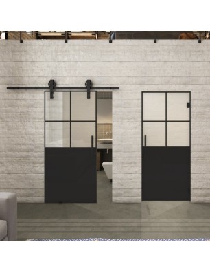 Glasschiebetür BARN-LINE Loft Schwarzlack 24 | Glastuershop24