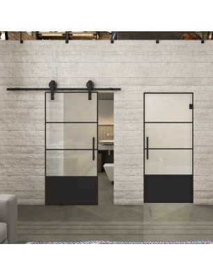Glasschiebetür BARN-LINE Loft Schwarzlack 32 | Glastuershop24