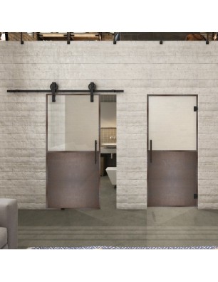 Glasschiebetür BARN-LINE Loft Rosteisen | Glastuershop24