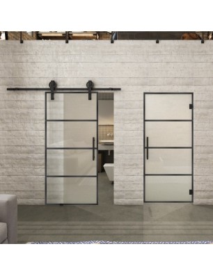 Glasschiebetür BARN-LINE Loft Schwarzeisen | Glastuershop24