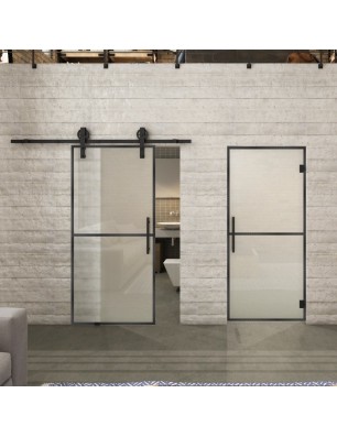 Glasschiebetür BARN-LINE Loft Schwarzeisen | Glastuershop24