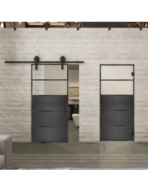 Glasschiebetür BARN-LINE Loft Schwarzeisen | Glastuershop24