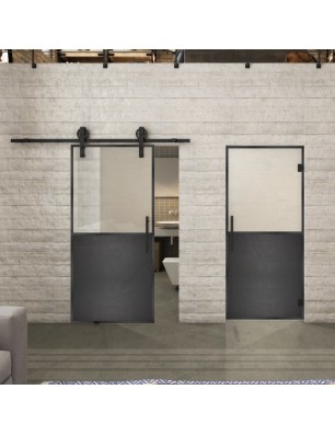 Glasschiebetür BARN-LINE Loft Schwarzeisen | Glastuershop24