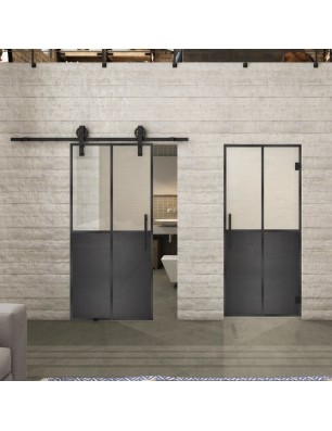 Glasschiebetür BARN-LINE Loft Schwarzeisen | Glastuershop24