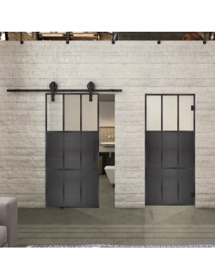 Glasschiebetür BARN-LINE Loft Schwarzeisen | Glastuershop24
