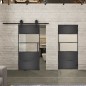 Glasschiebetür BARN-LINE Loft Schwarzeisen Genietet 25 Blickdicht Glasschiebetür BARN-LINE Loft Schwarzeisen Genietet 25 Blickdicht