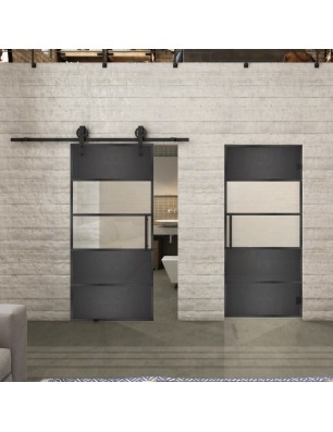 Glasschiebetür BARN-LINE Loft Schwarzeisen | Glastuershop24