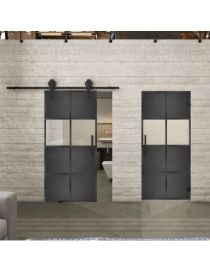 Glasschiebetür BARN-LINE Loft Schwarzeisen | Glastuershop24