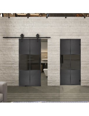 Pendeltür Loft Schwarzeisen Genietet 30 – Glastuershop24
