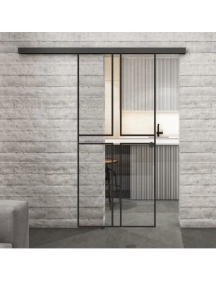 Glasschiebetür BLACK-LINE Loft Schwarzlack 15 | Glastuershop24