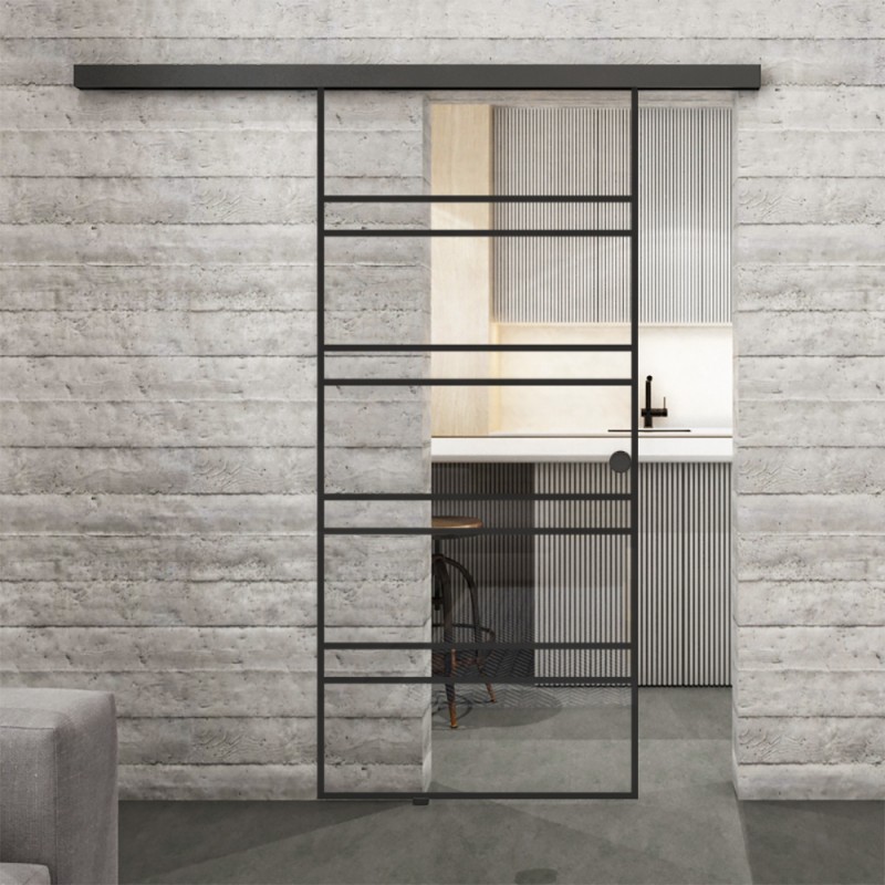 Glasschiebetür BLACK-LINE Loft Schwarzlack 16 Auf Klarglas Glasschiebetür BLACK-LINE Loft Schwarzlack 16 Auf Klarglas