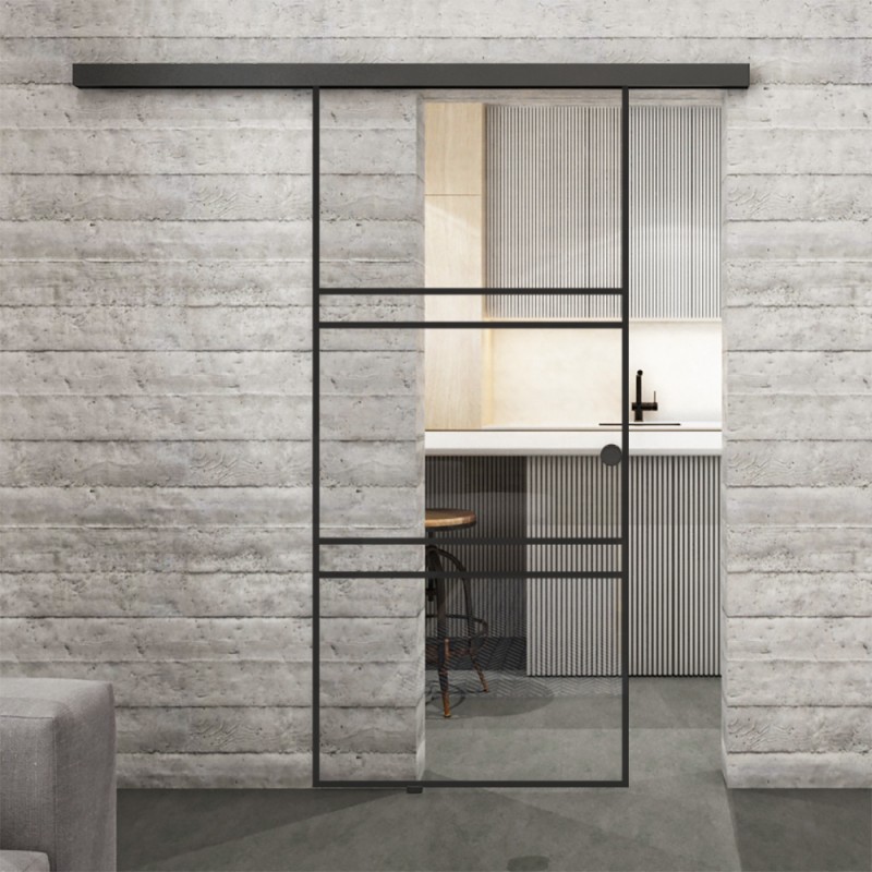 Glasschiebetür BLACK-LINE Loft Schwarzlack 17 Auf Klarglas Glasschiebetür BLACK-LINE Loft Schwarzlack 17 Auf Klarglas