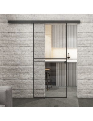 Glasschiebetür BLACK-LINE Loft Schwarzlack 18 | Glastuershop24