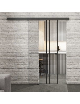 Glasschiebetür BLACK-LINE Loft Schwarzlack 21 | Glastuershop24